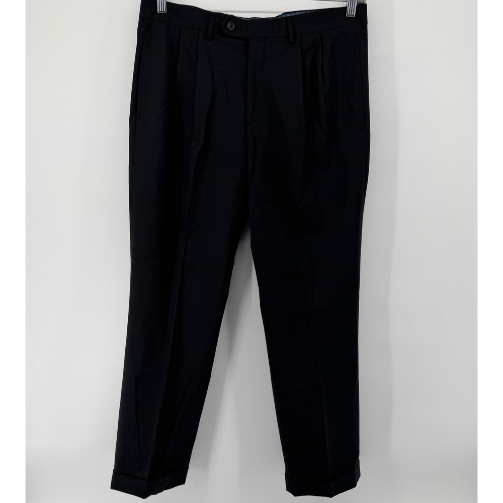 Lauren Ralph Lauren Dress Pants Mens 34x30 Black High Performance Wool Pleated